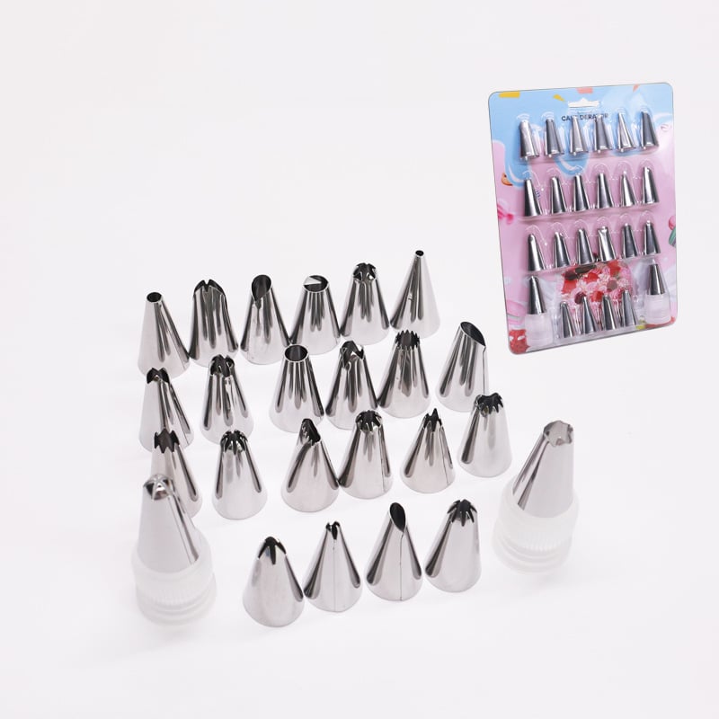 Sada konvertorov na zdobenie z nehrdzavejúcej ocele, 14 kusov, dekoratív set s PP komponentami na pečenie