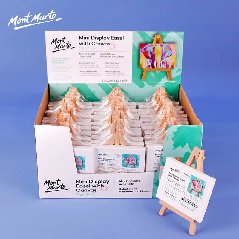 Montmarte drevený mini stojan na kreslenie s rámom na plátno a trojuholníkovým držiakom na telefón pre deti