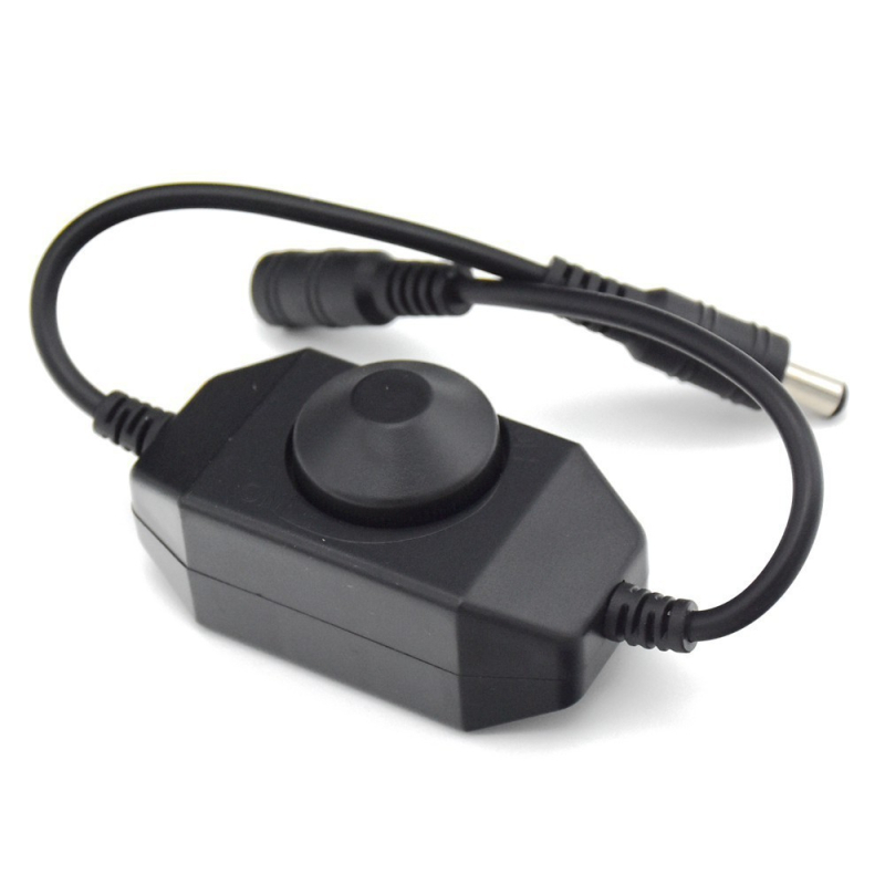 LED dimer do skrine s ručným otáčacím ovládačom, plynulé stmievanie 0–100%, DC 5V/12–24V, DC výstupná línia