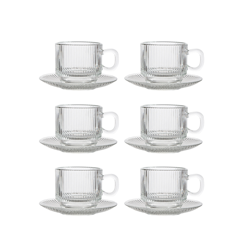 Sklenený pohár úkladný stojan na zoraďovanie – súprava hrnčekov a podšálok v európskom štýle