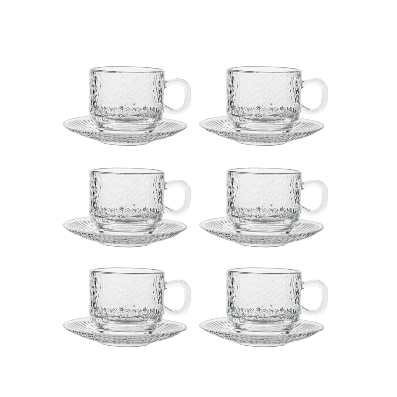 Sklenený pohár úkladný stojan na zoraďovanie – súprava hrnčekov a podšálok v európskom štýle