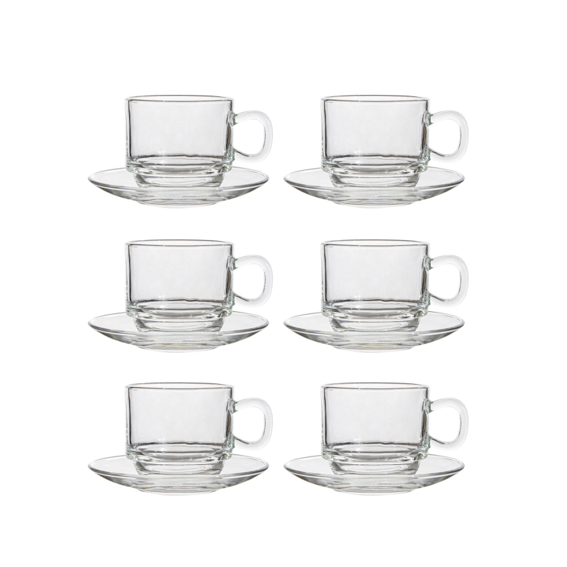 Sklenený pohár úkladný stojan na zoraďovanie – súprava hrnčekov a podšálok v európskom štýle