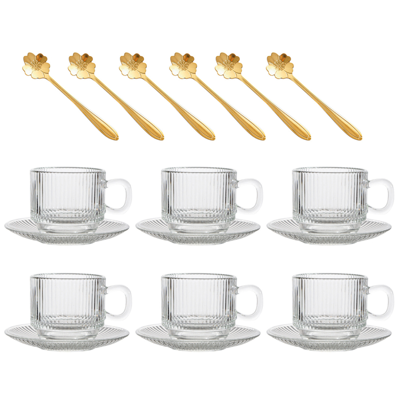 Sklenený pohár úkladný stojan na zoraďovanie – súprava hrnčekov a podšálok v európskom štýle