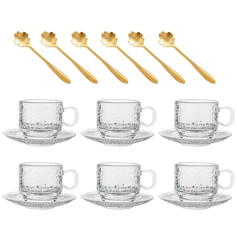 Sklenený pohár úkladný stojan na zoraďovanie – súprava hrnčekov a podšálok v európskom štýle