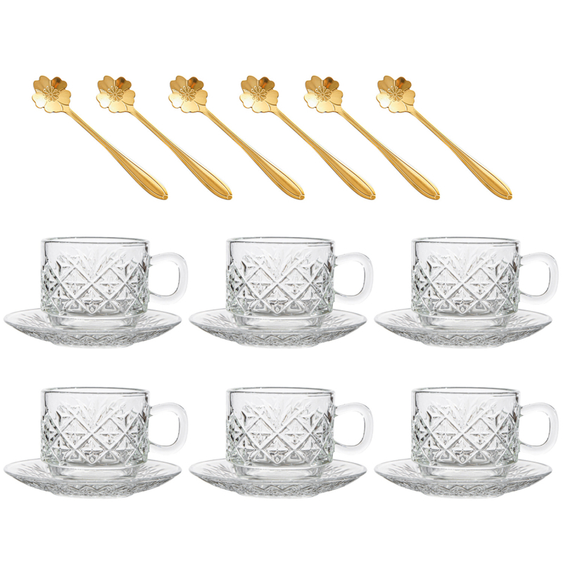 Sklenený pohár úkladný stojan na zoraďovanie – súprava hrnčekov a podšálok v európskom štýle