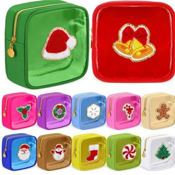 Taška na make-up z PVC, oválny tvar, zapínanie na zips, retiazková rukoväť, viacfunkčná a prenosná