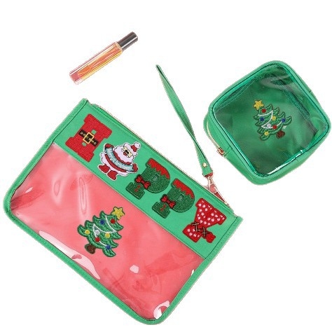 Taška na make-up z PVC, oválny tvar, zapínanie na zips, retiazková rukoväť, viacfunkčná a prenosná