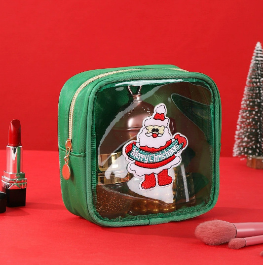 Taška na make-up z PVC, oválny tvar, zapínanie na zips, retiazková rukoväť, viacfunkčná a prenosná