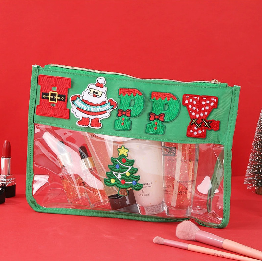 Taška na make-up z PVC, oválny tvar, zapínanie na zips, retiazková rukoväť, viacfunkčná a prenosná