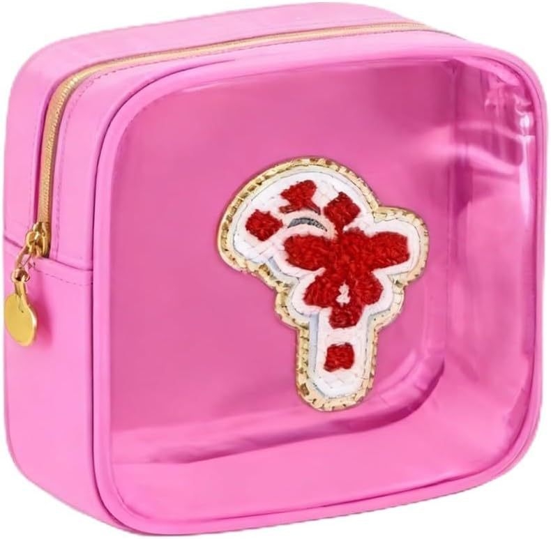 Taška na make-up z PVC, oválny tvar, zapínanie na zips, retiazková rukoväť, viacfunkčná a prenosná