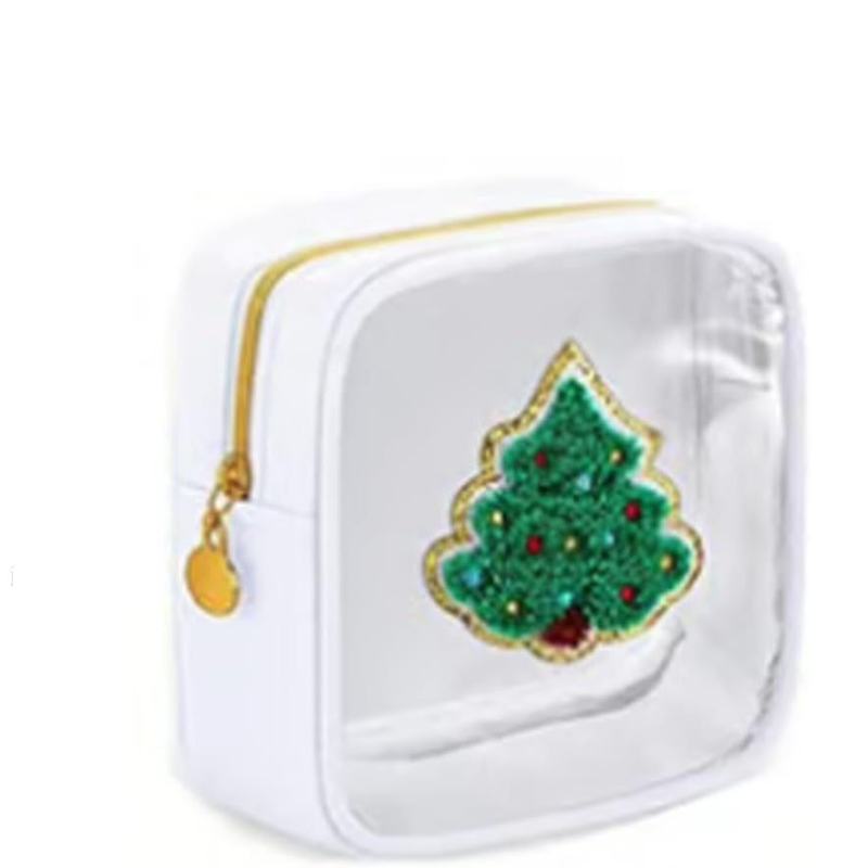 Taška na make-up z PVC, oválny tvar, zapínanie na zips, retiazková rukoväť, viacfunkčná a prenosná