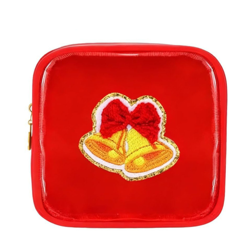 Taška na make-up z PVC, oválny tvar, zapínanie na zips, retiazková rukoväť, viacfunkčná a prenosná