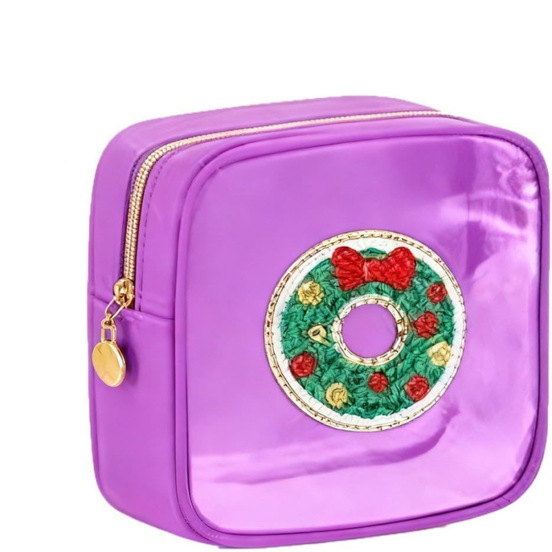 Taška na make-up z PVC, oválny tvar, zapínanie na zips, retiazková rukoväť, viacfunkčná a prenosná