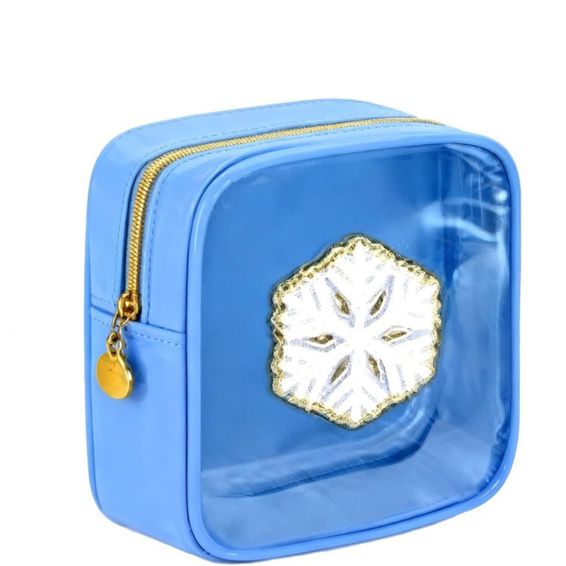 Taška na make-up z PVC, oválny tvar, zapínanie na zips, retiazková rukoväť, viacfunkčná a prenosná