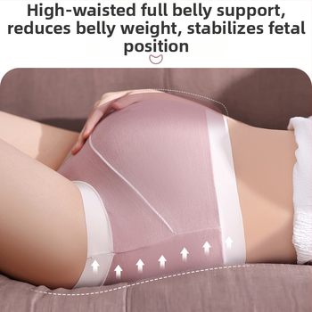 Tehotenské spodné prádlo z modalového a bavlneného materiálu, priedušné, antibakteriálne, vysoký pás pre podporu bruška, pre všetky štádiá tehotenstva, nositeľné počas celého roka