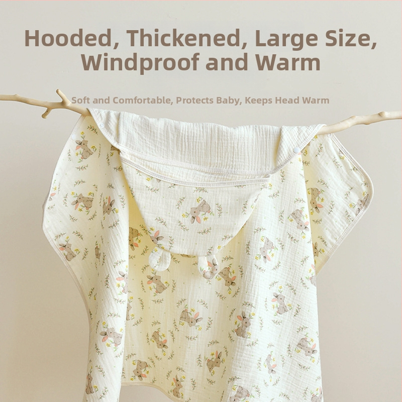 Kūdikių gobtuvinis vonios rankšluostis – 100% medvilnė, 200–300 g, nuo naujagimio iki 3 metų, visos sezonos