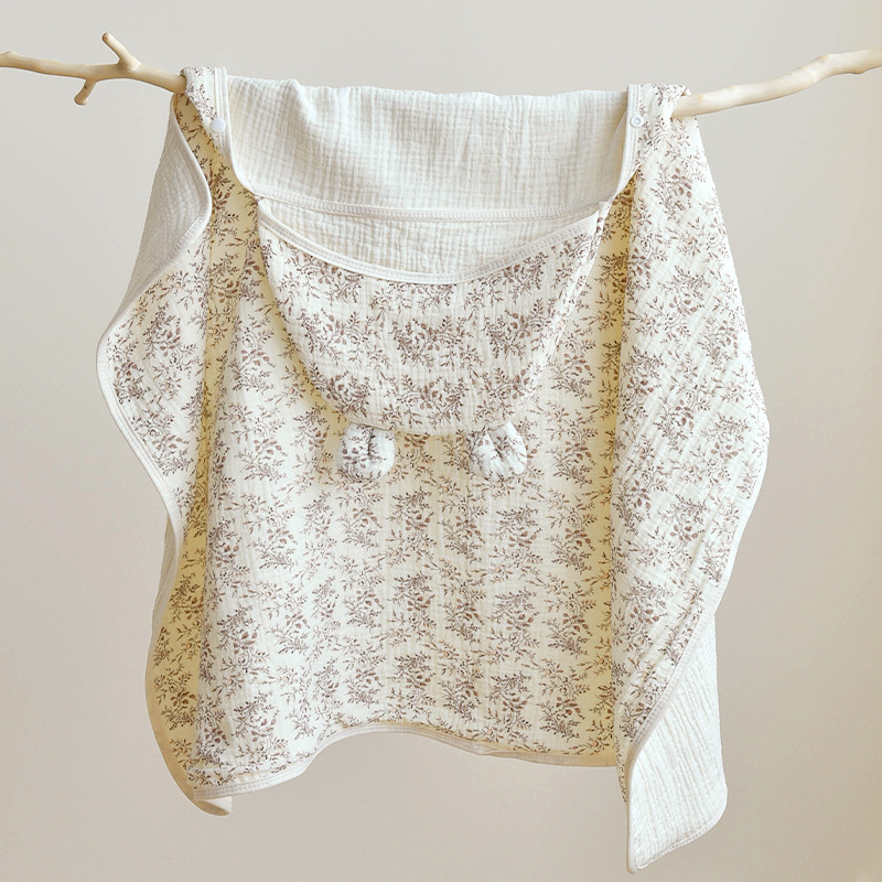 Бебешко наметало за къпане с качулка – чист памук, 200–300 g, за новородени до 3 години, всесезонно