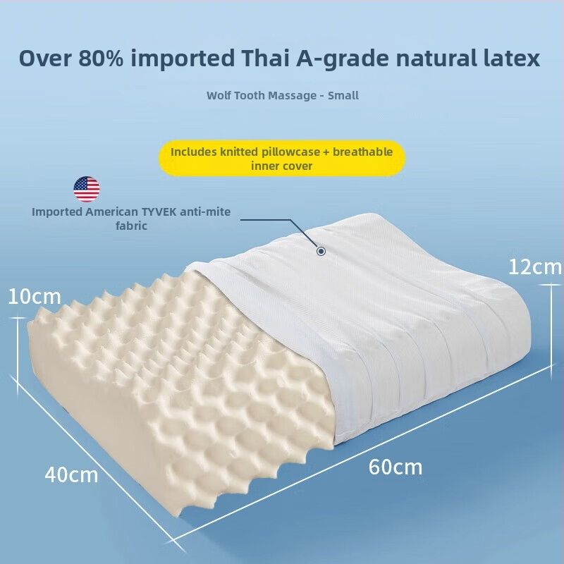 Pár jadier vankúša z prírodného latexu pre dospelých — podpora krku, obdĺžnikový tvar, tkaný jadrový materiál, latex 90%+ obsah