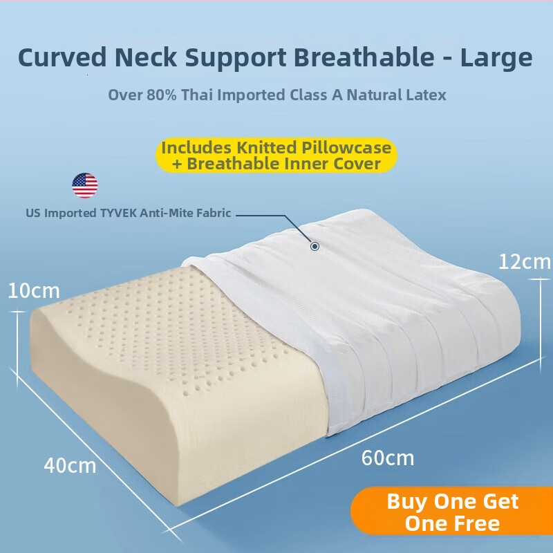 Pár jadier vankúša z prírodného latexu pre dospelých — podpora krku, obdĺžnikový tvar, tkaný jadrový materiál, latex 90%+ obsah