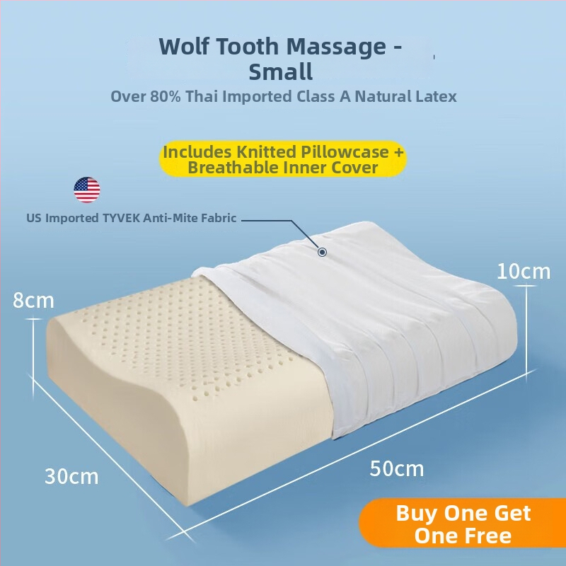Pár jadier vankúša z prírodného latexu pre dospelých — podpora krku, obdĺžnikový tvar, tkaný jadrový materiál, latex 90%+ obsah