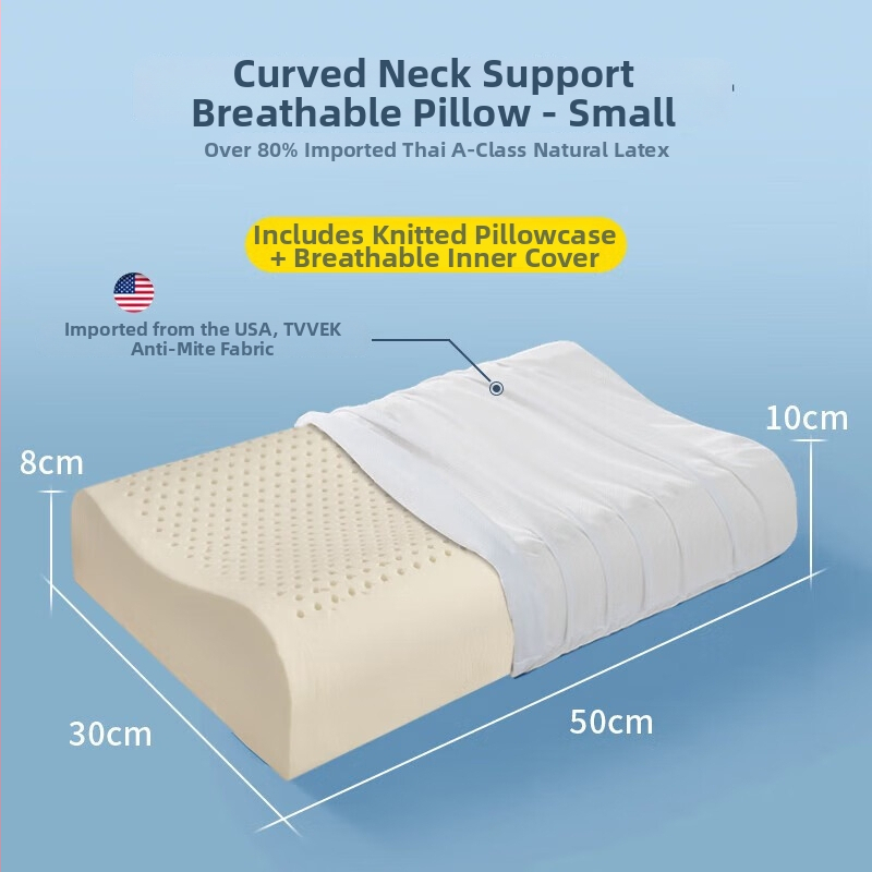 Pár jadier vankúša z prírodného latexu pre dospelých — podpora krku, obdĺžnikový tvar, tkaný jadrový materiál, latex 90%+ obsah
