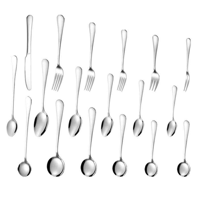 Sada príborov z 304 nerezovej ocele: lyžička, vidlička, nôž s lesklým leštením — Model 0411