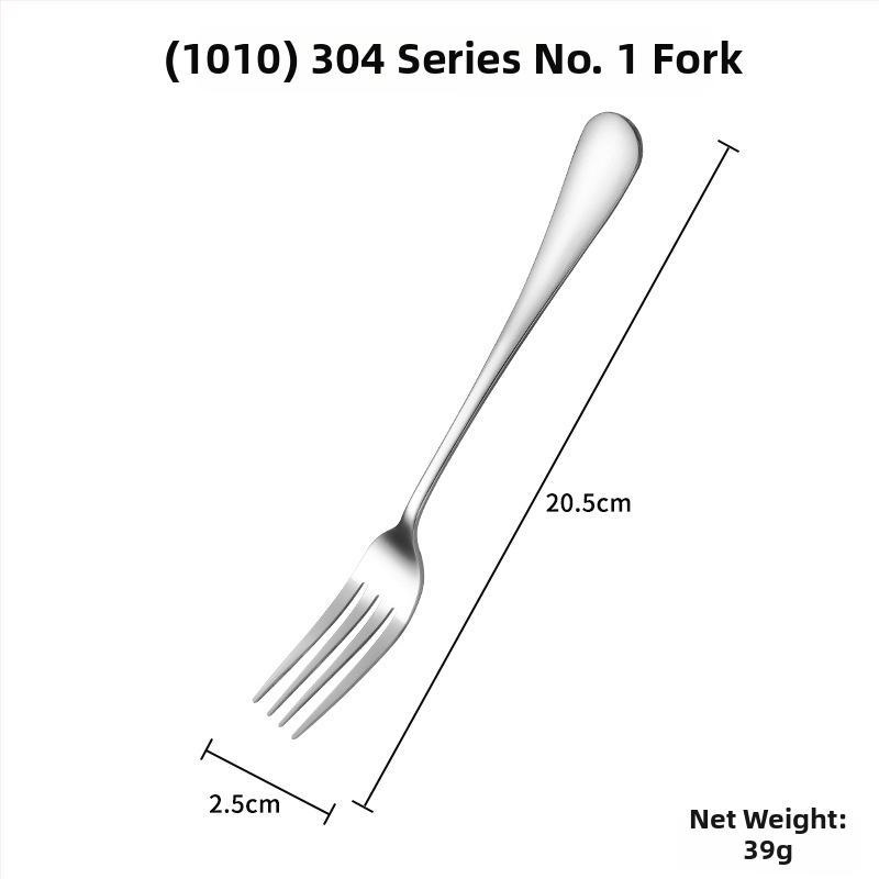 Sada príborov z 304 nerezovej ocele: lyžička, vidlička, nôž s lesklým leštením — Model 0411