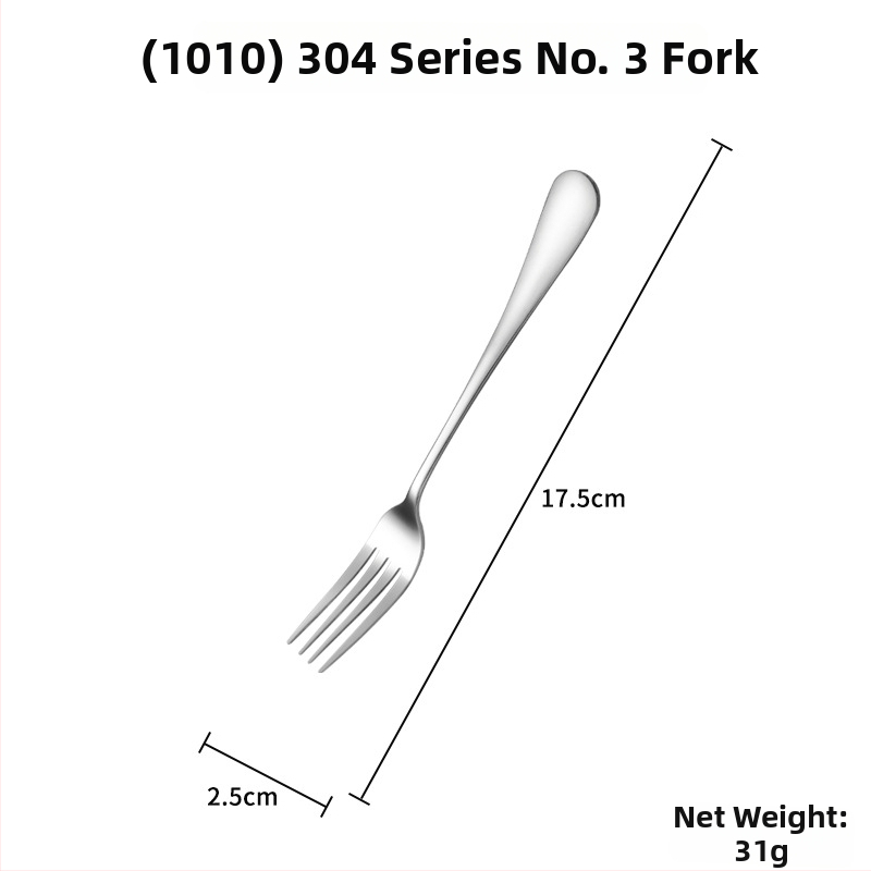 Sada príborov z 304 nerezovej ocele: lyžička, vidlička, nôž s lesklým leštením — Model 0411