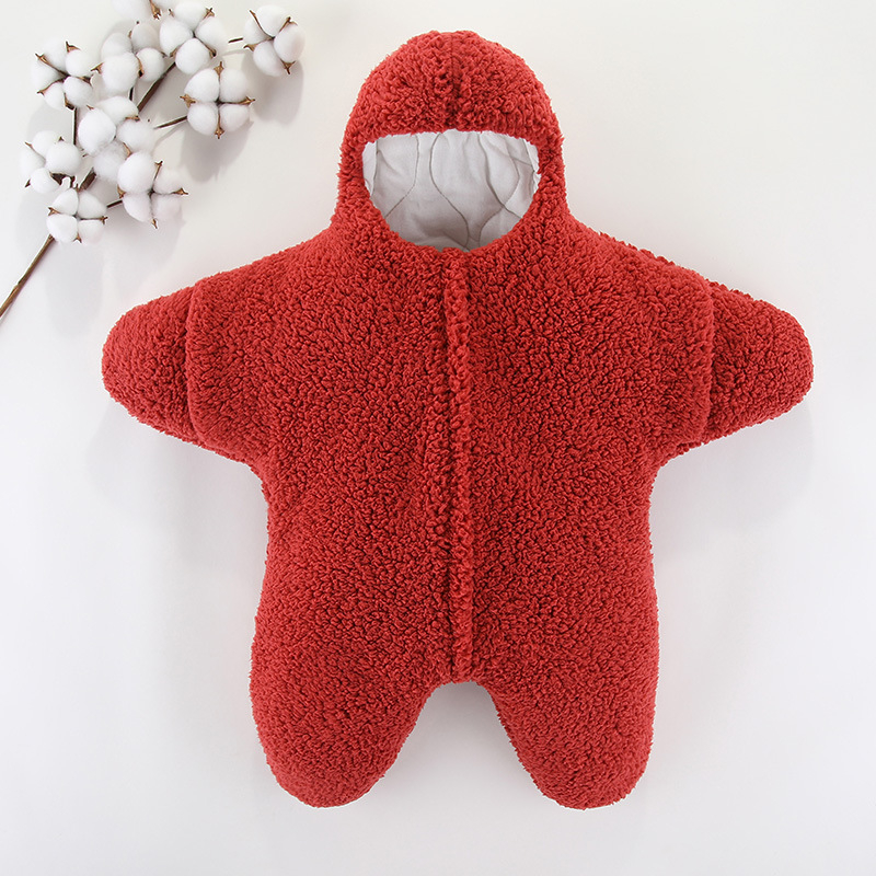 Dojenčadi vreća za spavanje s razdvojenim nogama, lamb fleece, debeli i topli, zaštita od otvaranja deke, za proljeće, jesen i zimu, uzorak morske zvijezde