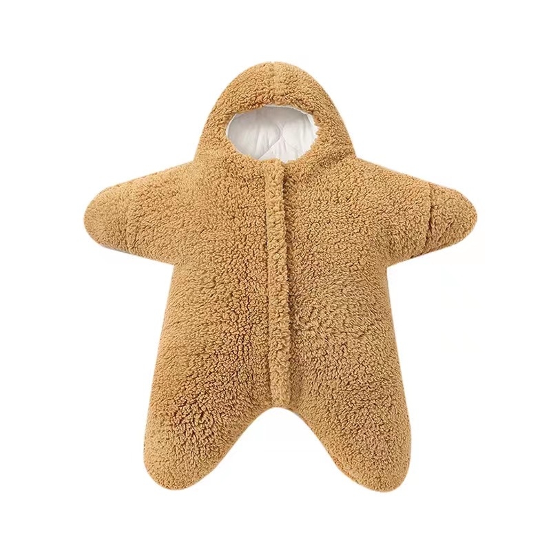 Dojenčadi vreća za spavanje s razdvojenim nogama, lamb fleece, debeli i topli, zaštita od otvaranja deke, za proljeće, jesen i zimu, uzorak morske zvijezde