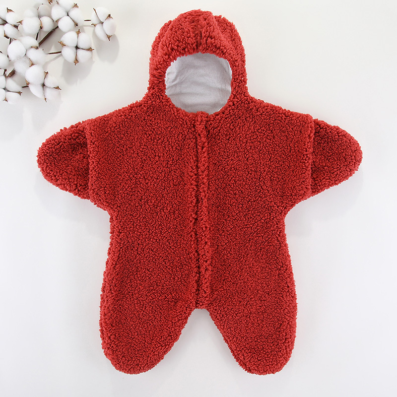 Dojenčadi vreća za spavanje s razdvojenim nogama, lamb fleece, debeli i topli, zaštita od otvaranja deke, za proljeće, jesen i zimu, uzorak morske zvijezde
