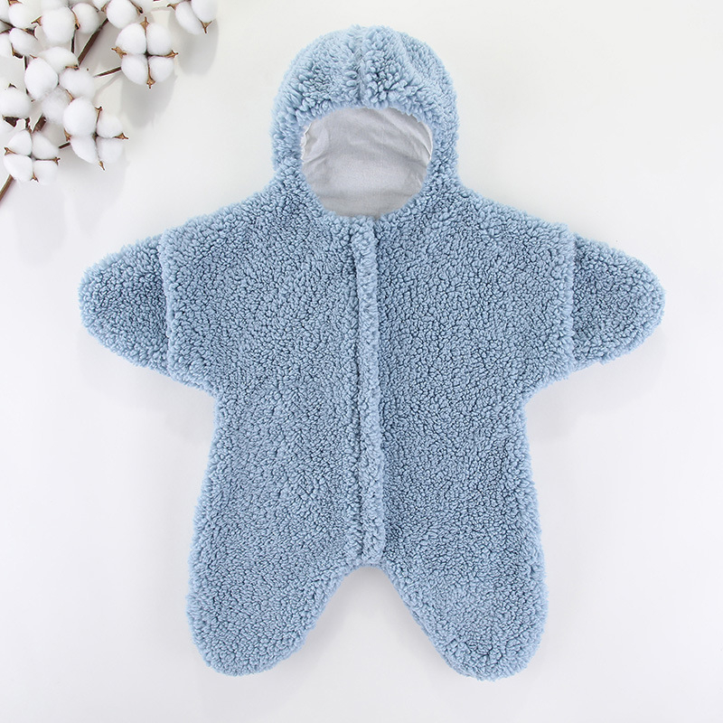 Dojenčadi vreća za spavanje s razdvojenim nogama, lamb fleece, debeli i topli, zaštita od otvaranja deke, za proljeće, jesen i zimu, uzorak morske zvijezde