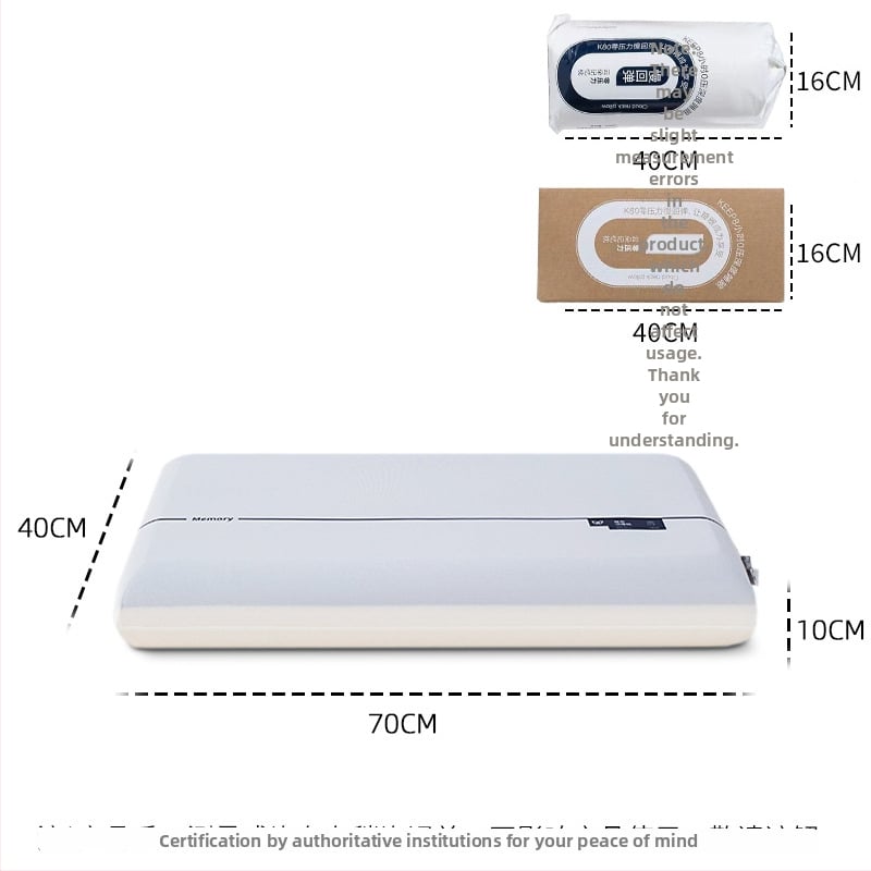 Vankúš z pamäťovej peny – hotelový štýl, obdĺžnikový tvar, Ice Silk látka, stredná podpora, 3D rezanie