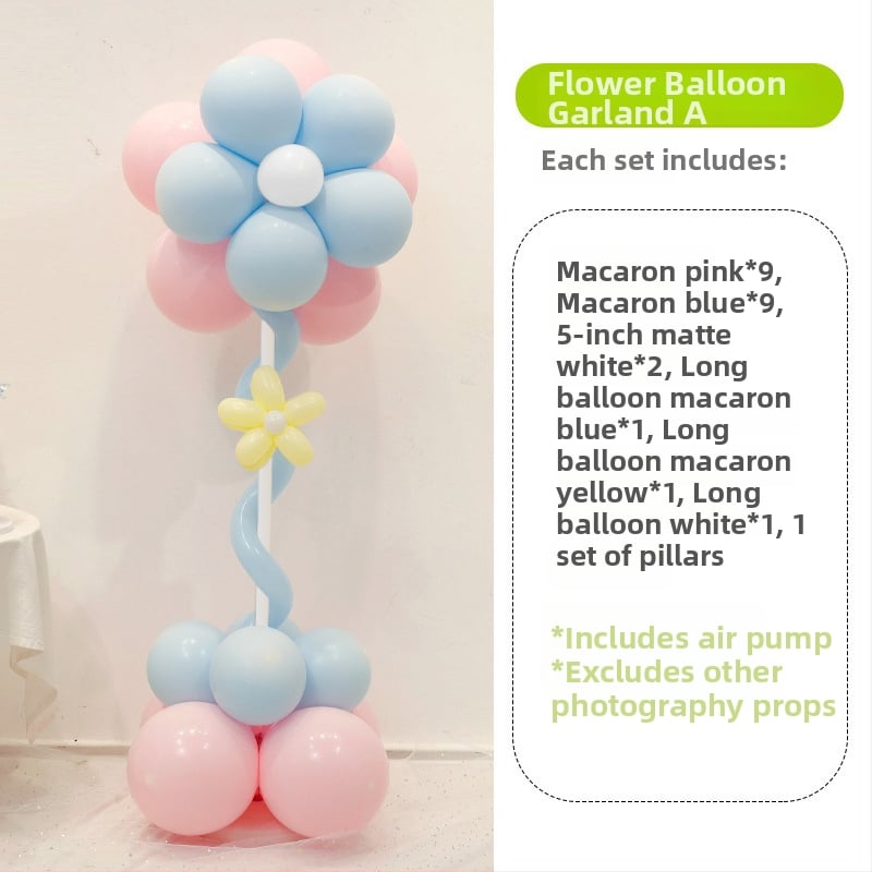 Stĺpec balónov s kvetmi – latexové okrúhle balóny, dekoratívne balóniky, vhodné pre školy a škôlky