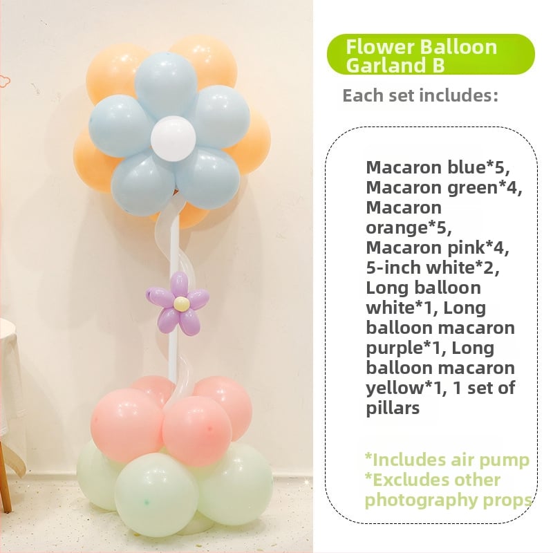 Stĺpec balónov s kvetmi – latexové okrúhle balóny, dekoratívne balóniky, vhodné pre školy a škôlky