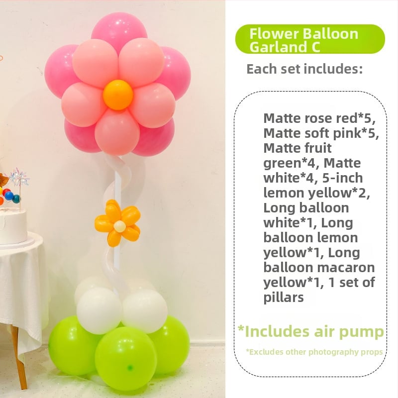 Stĺpec balónov s kvetmi – latexové okrúhle balóny, dekoratívne balóniky, vhodné pre školy a škôlky