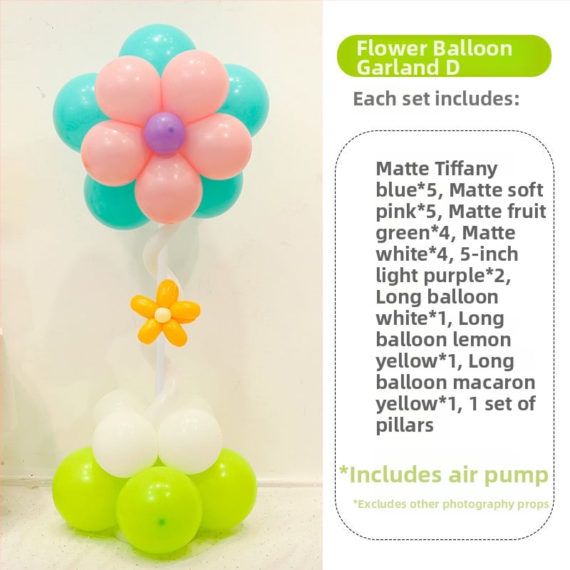 Stĺpec balónov s kvetmi – latexové okrúhle balóny, dekoratívne balóniky, vhodné pre školy a škôlky