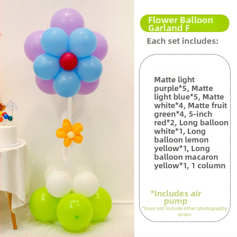 Stĺpec balónov s kvetmi – latexové okrúhle balóny, dekoratívne balóniky, vhodné pre školy a škôlky