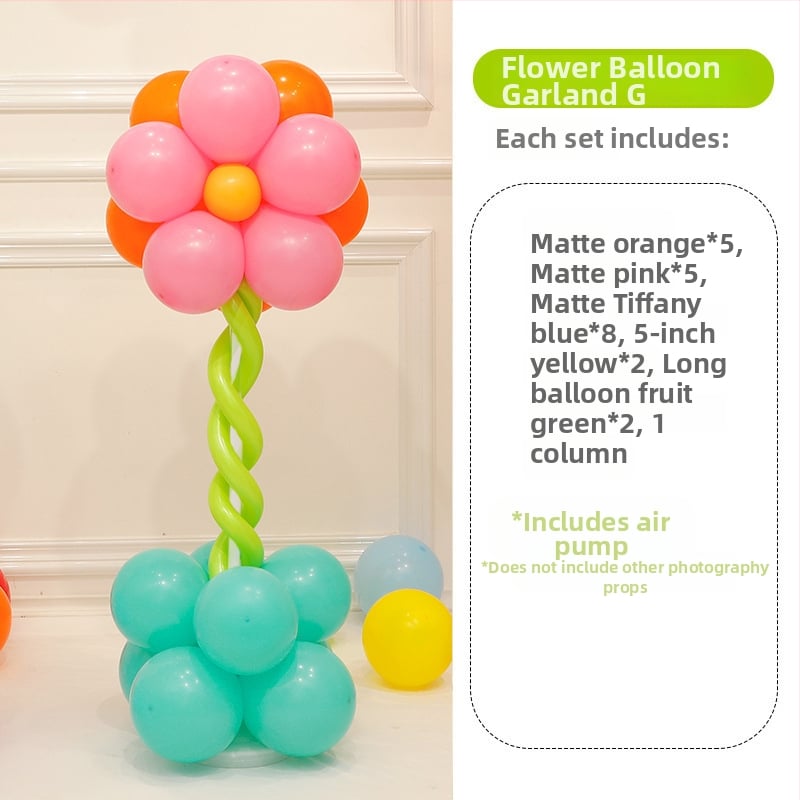 Stĺpec balónov s kvetmi – latexové okrúhle balóny, dekoratívne balóniky, vhodné pre školy a škôlky