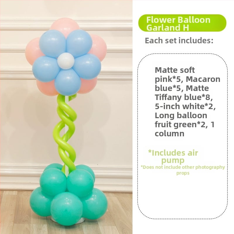 Stĺpec balónov s kvetmi – latexové okrúhle balóny, dekoratívne balóniky, vhodné pre školy a škôlky