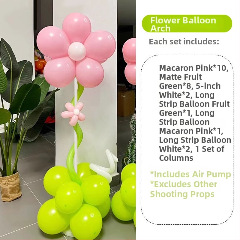 Stĺpec balónov s kvetmi – latexové okrúhle balóny, dekoratívne balóniky, vhodné pre školy a škôlky