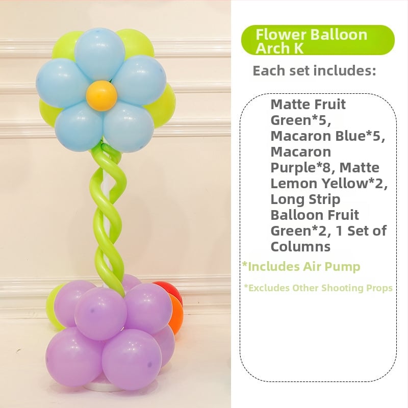Stĺpec balónov s kvetmi – latexové okrúhle balóny, dekoratívne balóniky, vhodné pre školy a škôlky