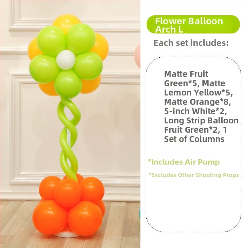 Stĺpec balónov s kvetmi – latexové okrúhle balóny, dekoratívne balóniky, vhodné pre školy a škôlky
