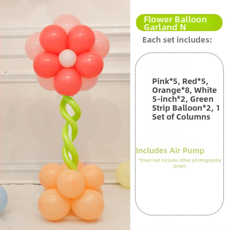 Stĺpec balónov s kvetmi – latexové okrúhle balóny, dekoratívne balóniky, vhodné pre školy a škôlky