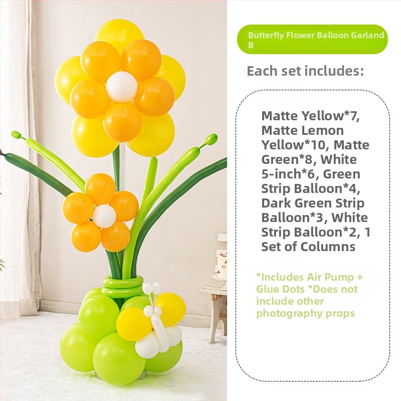 Stĺpec balónov s kvetmi – latexové okrúhle balóny, dekoratívne balóniky, vhodné pre školy a škôlky