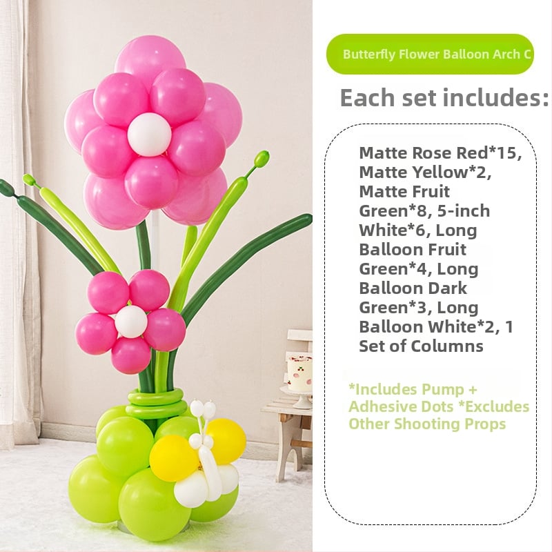 Stĺpec balónov s kvetmi – latexové okrúhle balóny, dekoratívne balóniky, vhodné pre školy a škôlky