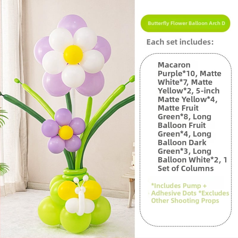 Stĺpec balónov s kvetmi – latexové okrúhle balóny, dekoratívne balóniky, vhodné pre školy a škôlky