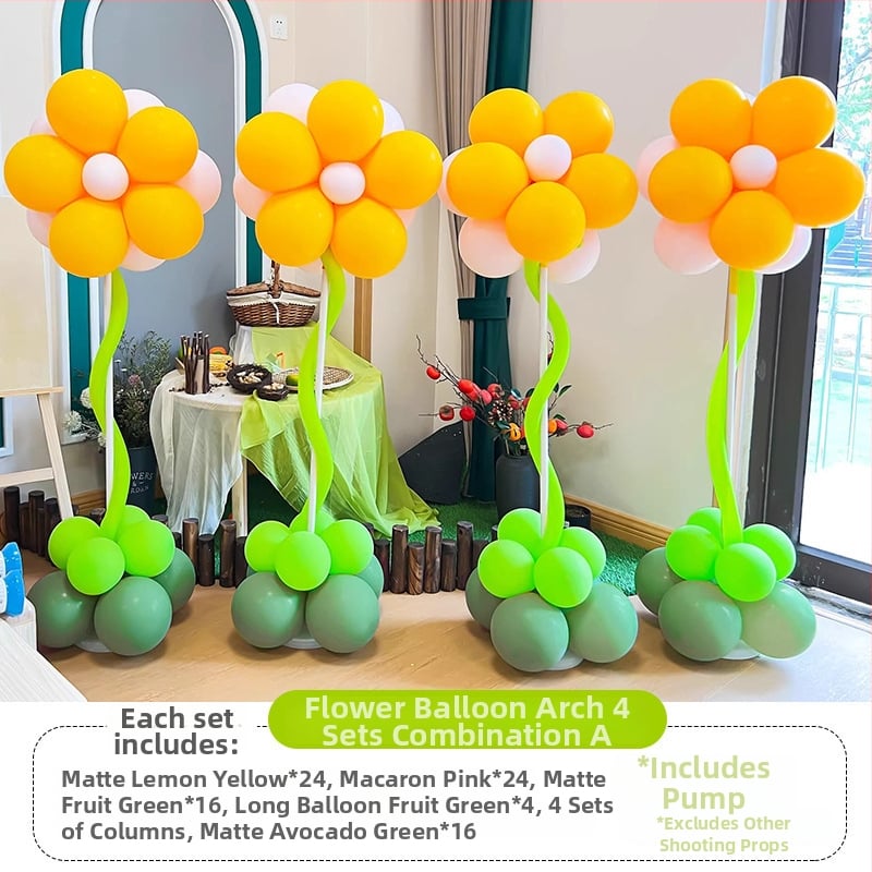 Stĺpec balónov s kvetmi – latexové okrúhle balóny, dekoratívne balóniky, vhodné pre školy a škôlky