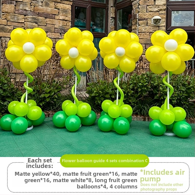 Stĺpec balónov s kvetmi – latexové okrúhle balóny, dekoratívne balóniky, vhodné pre školy a škôlky
