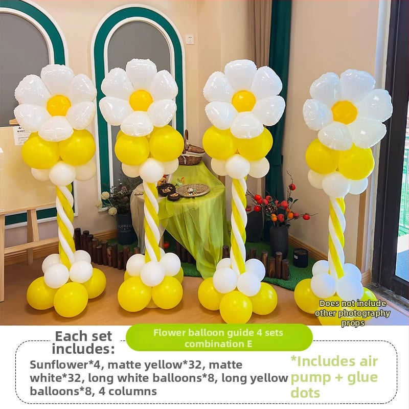 Stĺpec balónov s kvetmi – latexové okrúhle balóny, dekoratívne balóniky, vhodné pre školy a škôlky